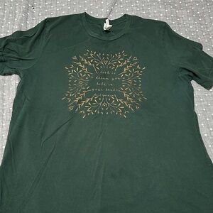 Green T-Shirt with Gold Leaf Design